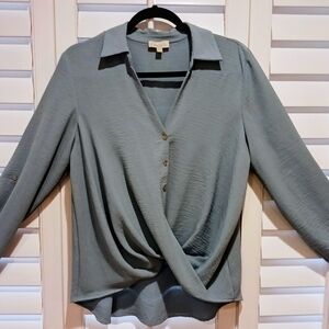 Chenault Slate Blue Draped Blouse